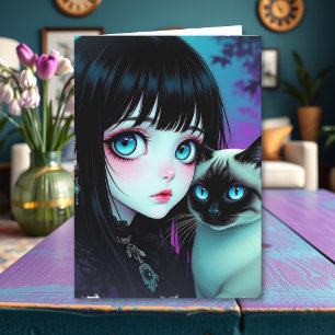 Wishing You a Purr-fect Birthday   Anime Girl a  Card