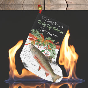 Wishing You a Reely Fly Fishmas, Trout Small Chris Christmas Stocking