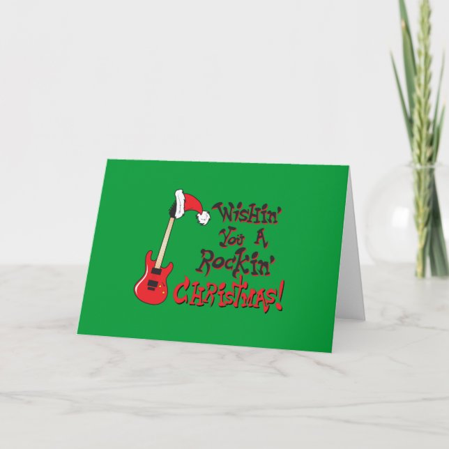 Wishing You a Rocking Christmas Clock Pillow Mugs Holiday Card (Front)