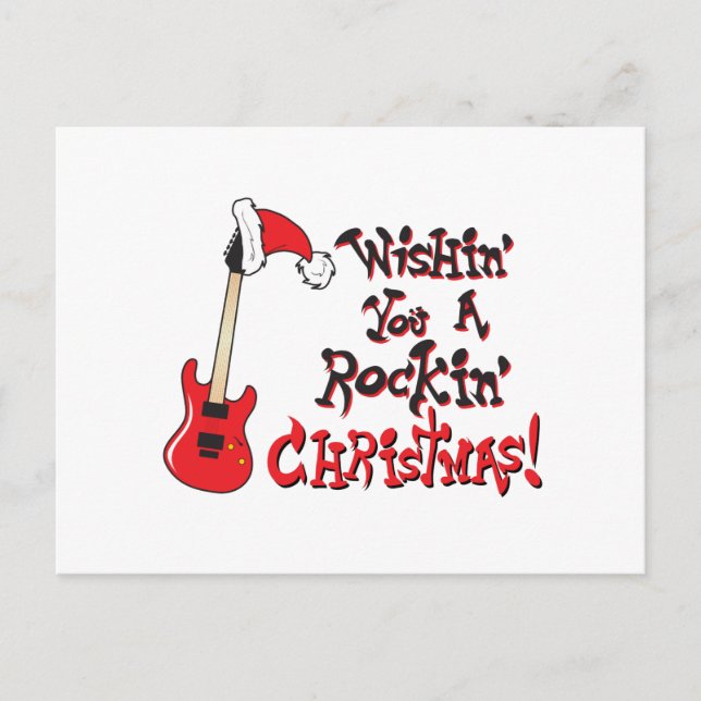 Wishing You a Rocking Christmas Guitar Invitation Postcard (Front)