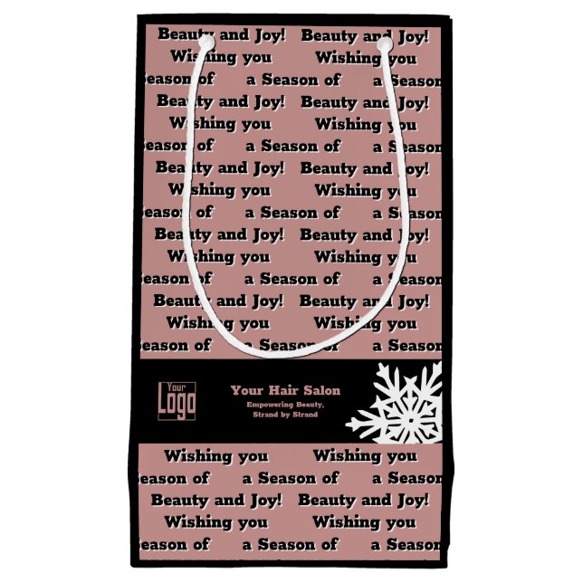 Wishing You a Season of Beauty & Joy Black Pink Small Gift Bag (Front)