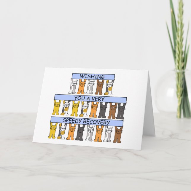 Wishing you a Speedy Recovery, Cartoon Cats Card (Front)