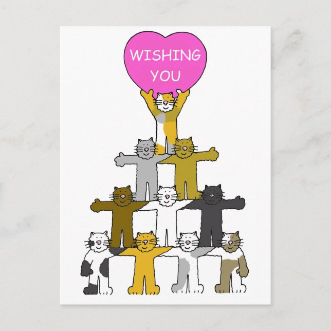 Wishing you a Speedy Recovery Cartoon Cats Postcard (Front)