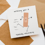 Wishing You A Speedy Recovery Get Well Soon Card<br><div class="desc">This funny card is the perfect way to wish that someone special a speedy recovery. The design features a cute speedy band-aid and fun typography wording which is easy to personalise. The back of the card is blank for you to hand write a personal message or you can add more...</div>