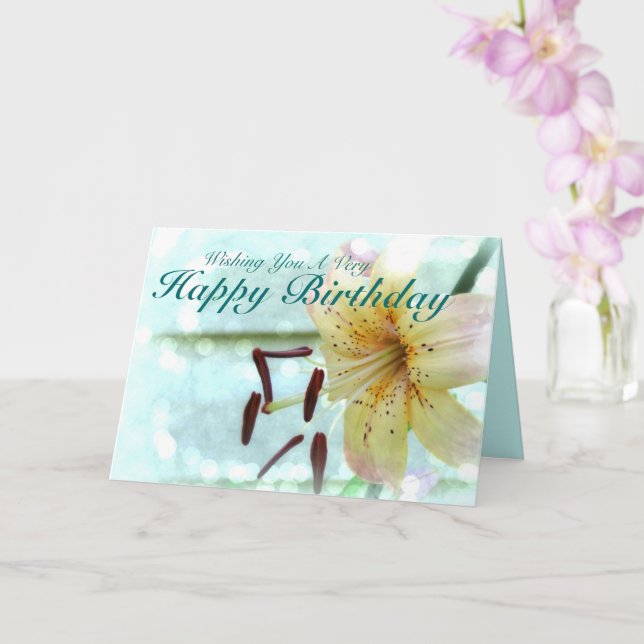 Wishing You A Very Happy Birthday Pink Tiger Lily Card (Orchid)