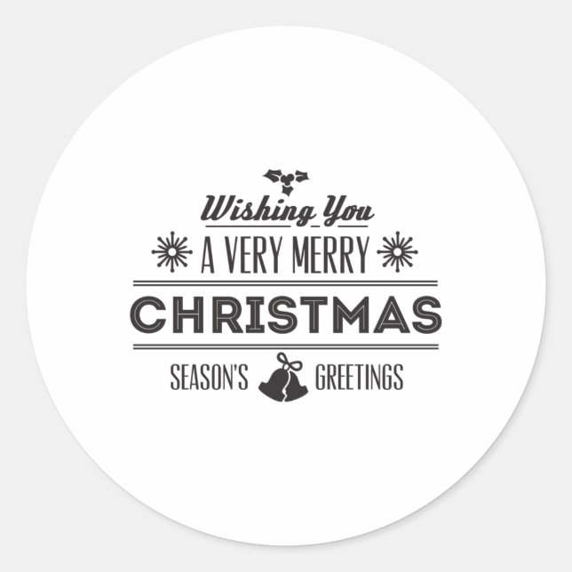Wishing You a Very Merry Christmas Classic Round Sticker (Front)