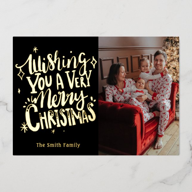 Wishing you a Very Merry Christmas Foil Holiday Ca (Front)