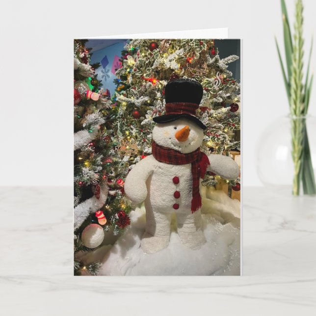 WISHING YOU A VERY MERRY CHRISTMAS SAYS SNOWMAN HOLIDAY CARD (Front)