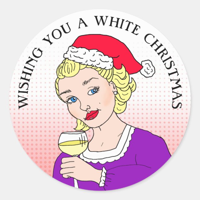 Wishing you a White Christmas Funny Holiday Classic Round Sticker (Front)