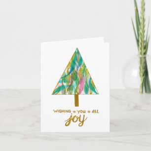 Wishing You All Joy Watercolor Christmas Tree Card