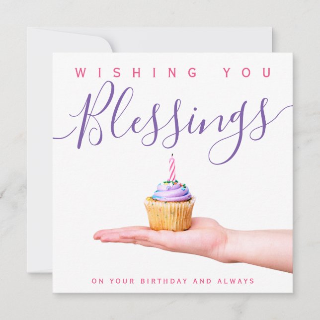 Wishing You Blessings Faith-Based Birthday  Card (Front)