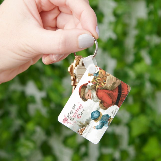 Wishing You Christmas Cheer by Ellen Clapsaddle Key Ring (Hand)