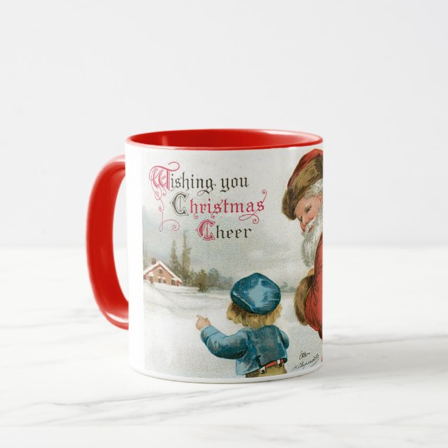 Wishing You Christmas Cheer by Ellen Clapsaddle Mug (Front Left)