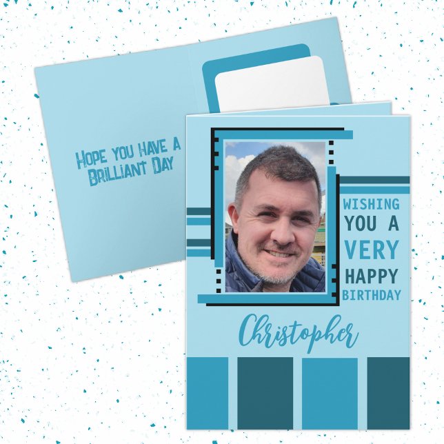 Wishing you happy birthday photo blue card (Creator Uploaded)