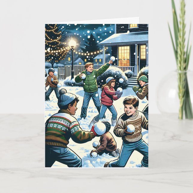 Wishing you Holiday Joy | Snowball Fight Card (Front)