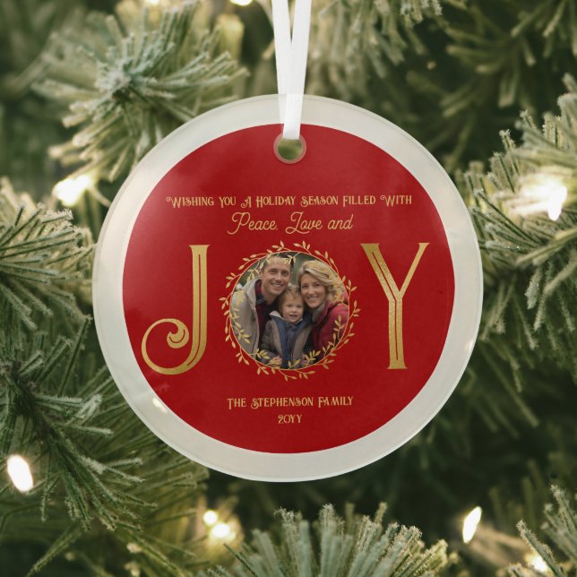 Wishing You Holiday Season Peace Love and Joy Glass Tree Decoration (Insitu)