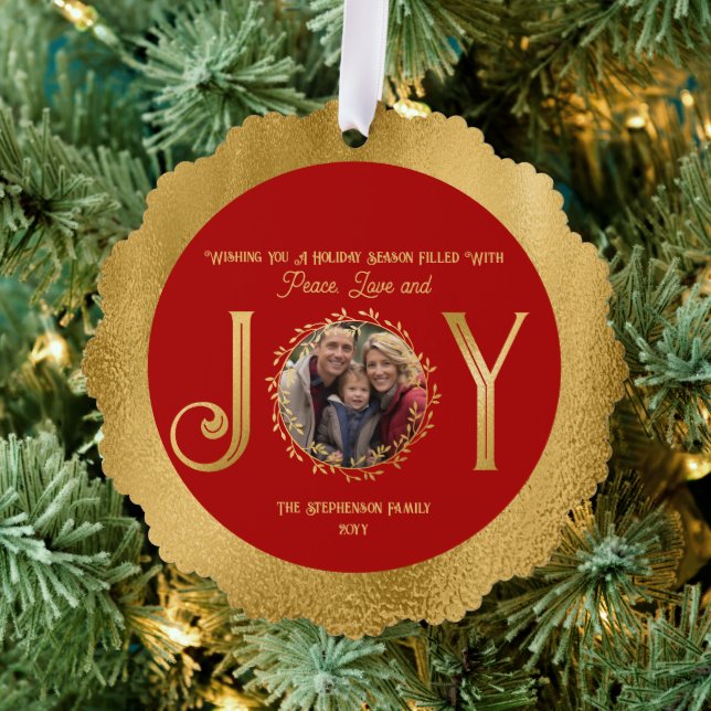 Wishing You Holiday Season Peace Love and Joy Tree Decoration Card (Insitu (Tree))