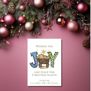 Wishing You Joy and Peace Religious Holiday Card