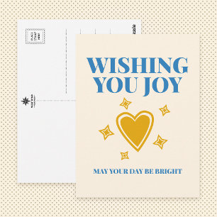 Wishing You Joy Heartfelt Typography Postcard