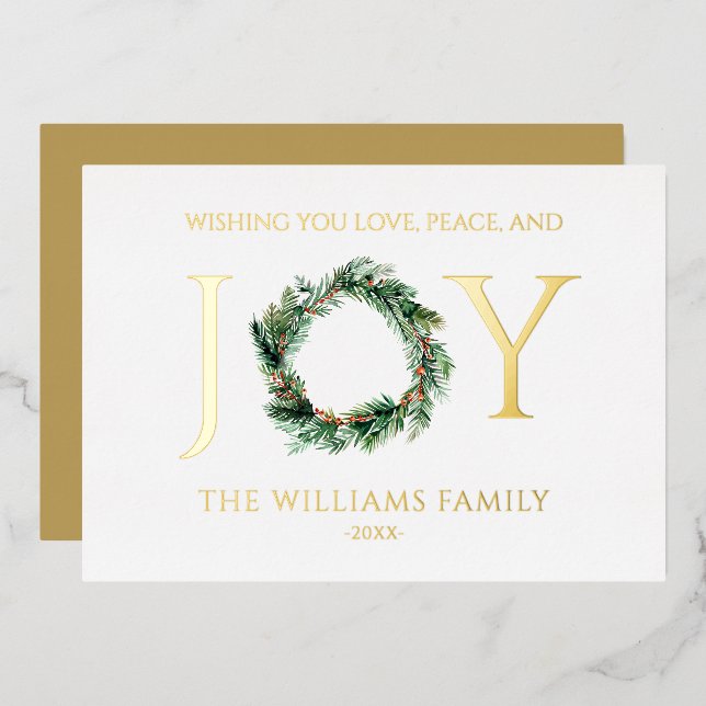 Wishing You Love Peace And Joy Gold Christmas (Front/Back)