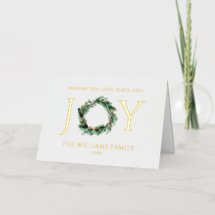 Wishing You Love Peace And Joy Gold Christmas Foil Holiday Card