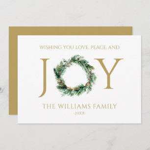 Wishing You Love Peace And Joy Gold Christmas Holiday Card