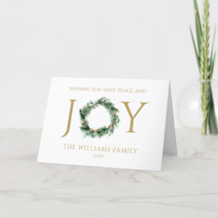 Wishing You Love Peace And Joy Gold Fold Christmas Holiday Card