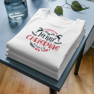 Wishing You Merry Christmas Retro Typography T-Shirt