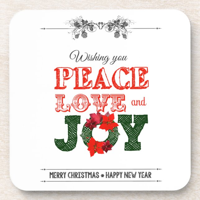 Wishing you peace love and Joy Coaster (Front)
