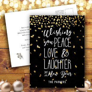 Wishing You Peace Love Laughter In The New Year   Holiday Postcard
