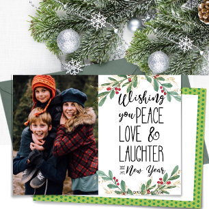 Wishing You Peace Love Laughter New Year Holiday Card
