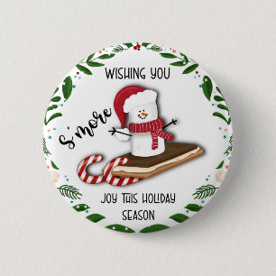 wishing you s'more joy this holiday season note ca 6 cm round badge