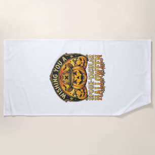 Wishing You Spook Tacular Halloween Pumpkins Cowbo Beach Towel
