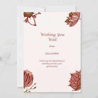 Wishing You Well Floral Wedding Thank You Card