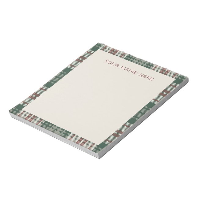 Wishlist Note Pad - Classic Christmas Plaid (Rotated)