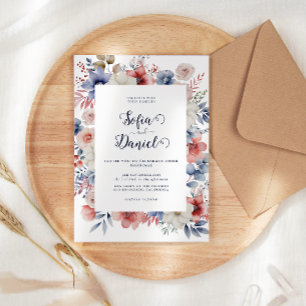 Wishpering Blooms Watercolor Winter Wedding Invitation