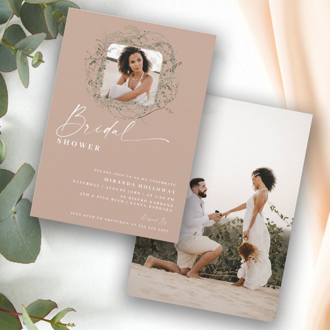 Wisps of Eucalyptus Greenery Photo Bridal Shower  Invitation (Creator Uploaded)