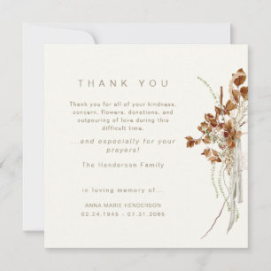 Wispy Boho Cream Funeral Bereavement Thank you Card