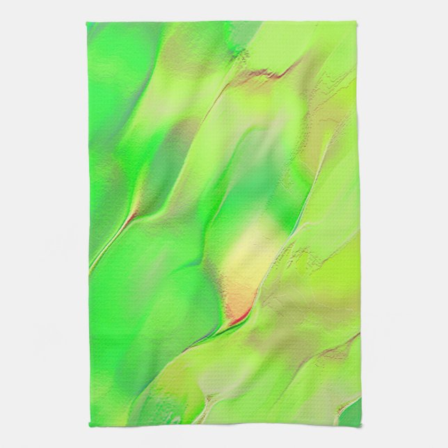 Wispy carved in aged vivid green? tea towel (Vertical)