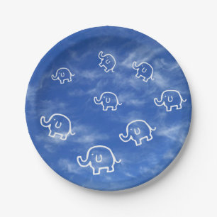 Wispy Cloud Elephants Paper Plates