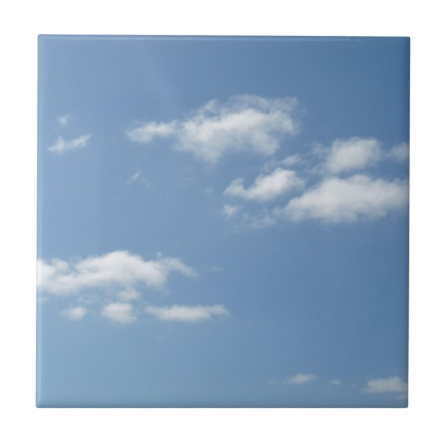 Wispy Clouds Powder Blue Sky Tile (Front)