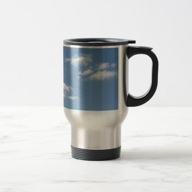 Wispy Clouds Powder Blue Sky Travel Mug (Right)