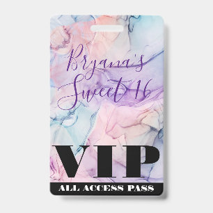 Wispy Ethereal Pastel Watercolor Birthday VIP   ID Badge