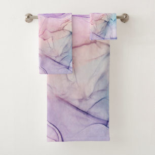 Wispy Ethereal Pastel Watercolor Inky Fantasy Glam Bath Towel Set