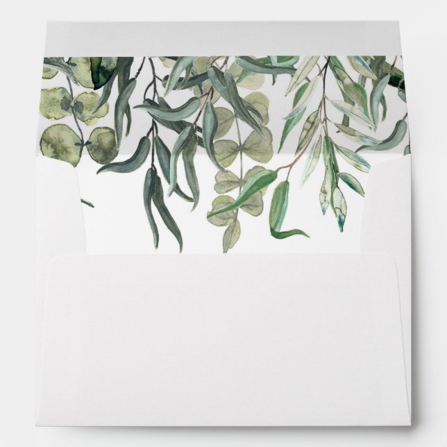 Wispy Eucalyptus Floral Greenery Wedding  Envelope (Back (Bottom))