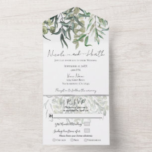 Wispy Eucalyptus Greenery Minimal Wedding All In One Invitation
