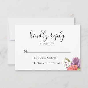 Wispy Floral Wedding RSVP Card