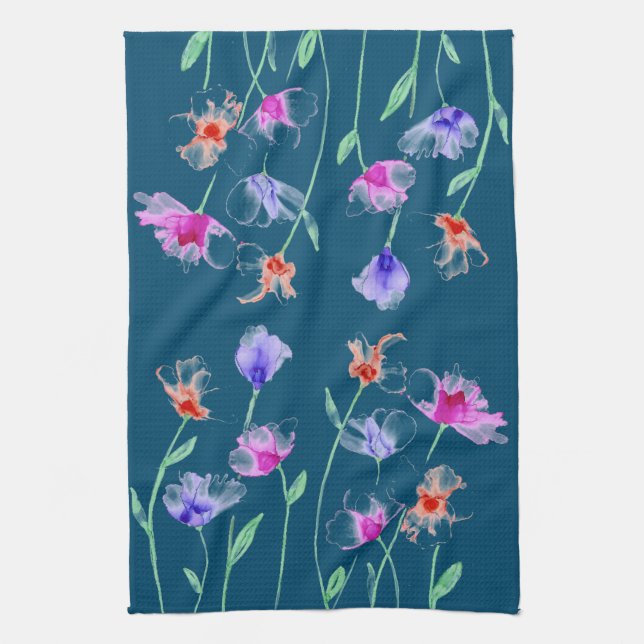Wispy Flowers Kitchen Towel (Vertical)