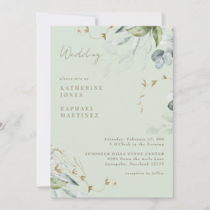 Wispy Foliage Light No Parents Wedding Invitation