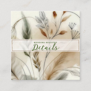 Wispy Greenery Botanical Boho Wedding Details Square Business Card